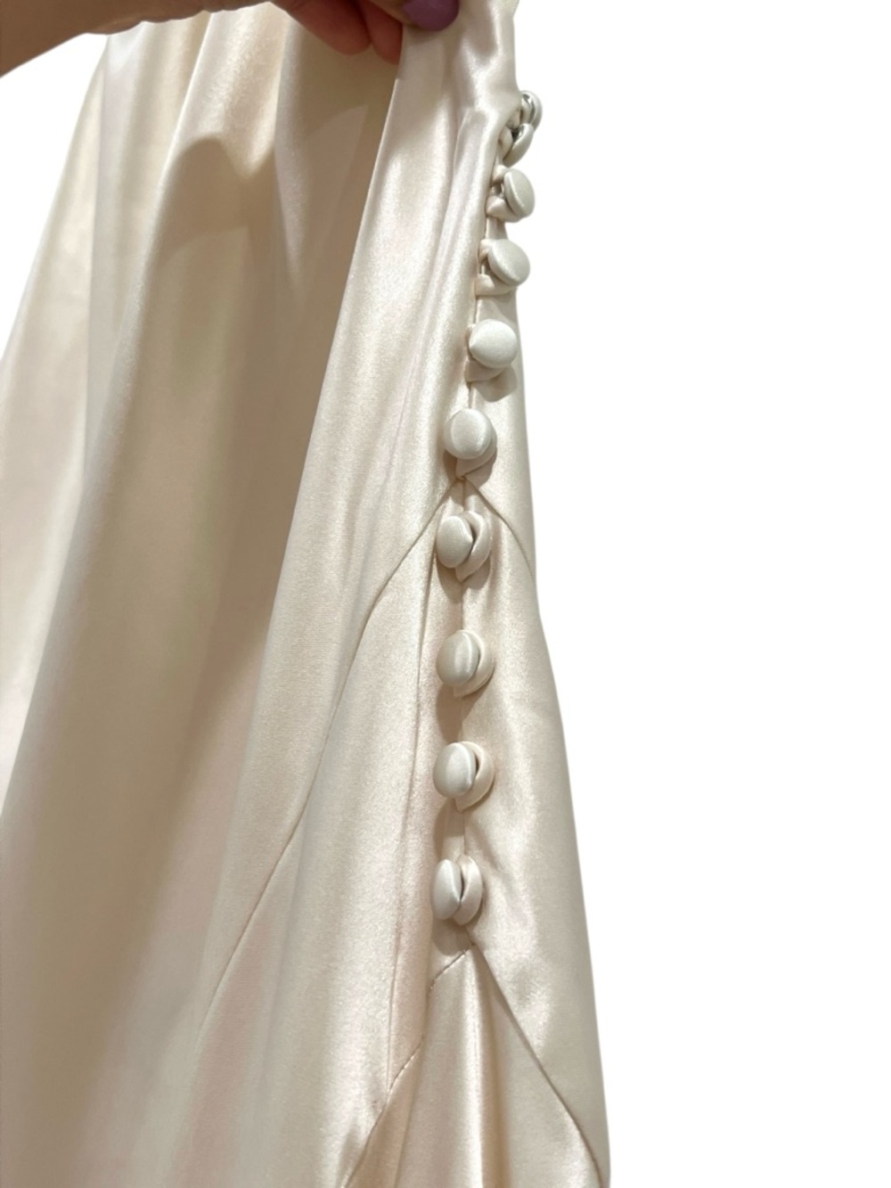 Reformation Roy Satin Dress – Elegant Ivory Halter Gown - Picture 5 of 11